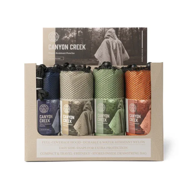 PONCHO RESISTANT A L'EAU CANYON CREEK BUNKHOUSE - PRESENTOIR DE 12MCX