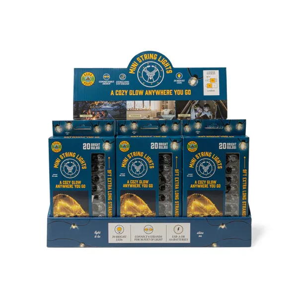 MINI GUIRLANDE LUMINEUSES (20LUM.) BUNKHOUSE - PRESENTOIR DE 24MCX