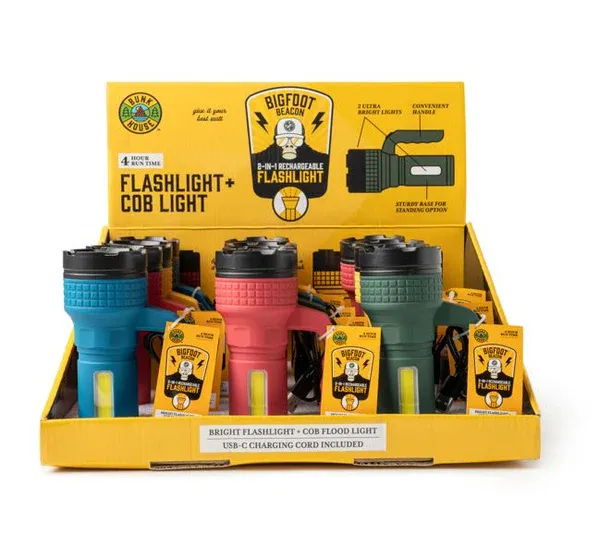 LANTERNE RECHARGEABLE BUNKHOUSE BIGFOOT BEACON 2 EN 1 - PRESENTOIR DE 12MCX