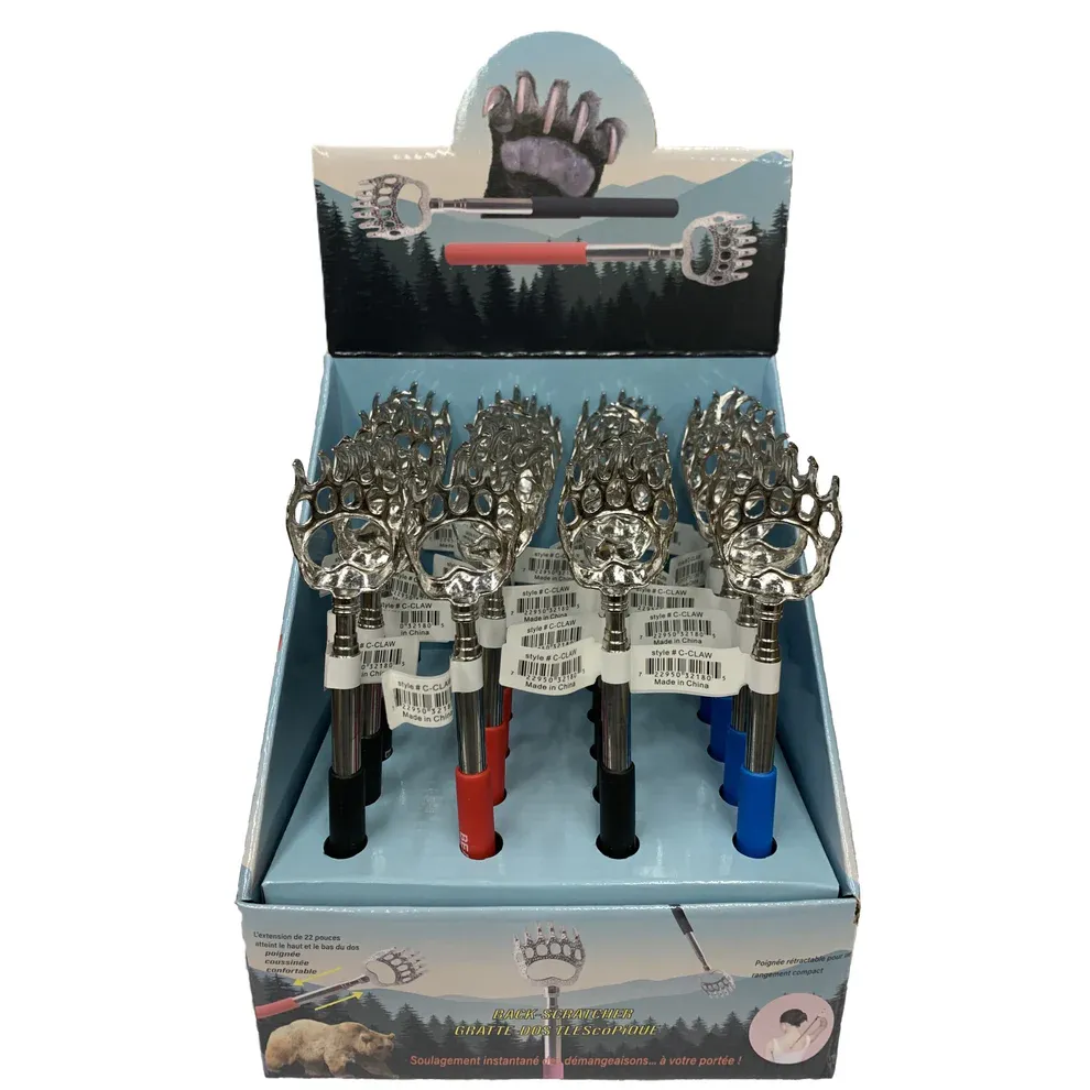 GRATTE-DOS PATTE D'OURS EXTENSIBLE 22PO BEAR CLAW- PRESENTOIR DE 24MCX
