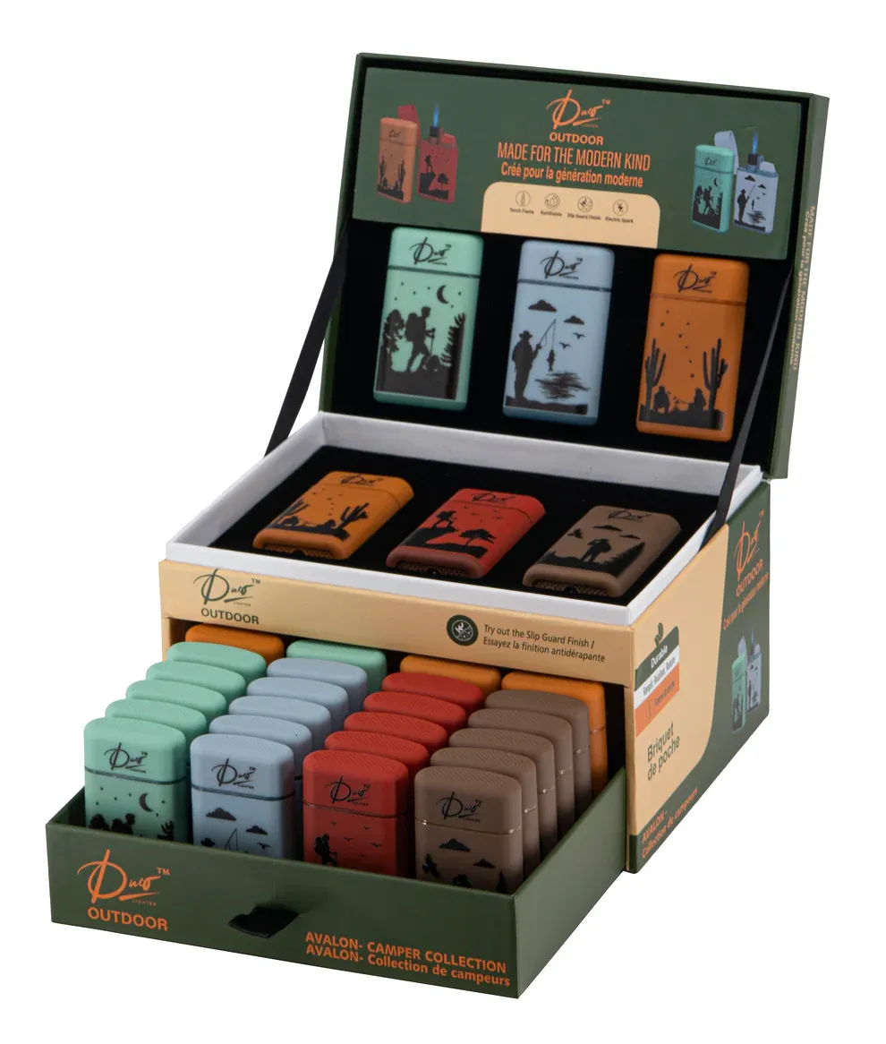 BRIQUET-TORCHE DE CAMPING ANTI-VENT DUCO - PRESENTOIR DE 34MCX