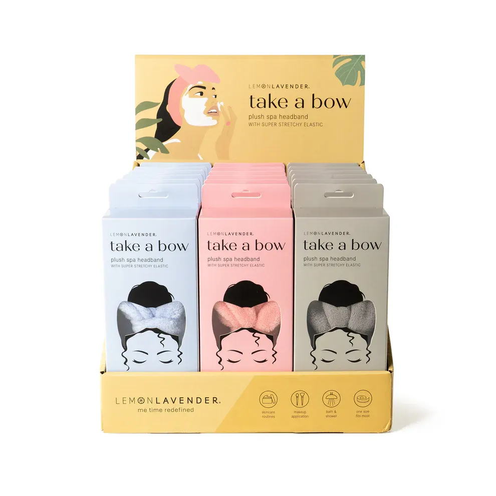 BANDEAU POUR CHEVEUX ULTRA DOUX ''TAKE A BOW'' LEMON LAVENDER - PRESENTOIR DE 18MCX