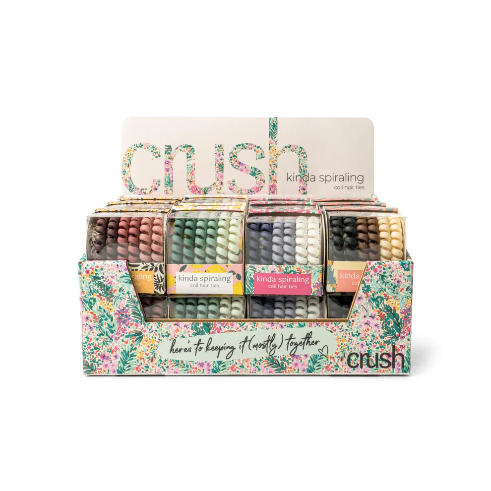 (CGC)ELASTIQUES A CHEVEUX SPIRALE (6) ''KINDA SPIRALING'' CRUSH - PRESENTOIR DE 24MCX