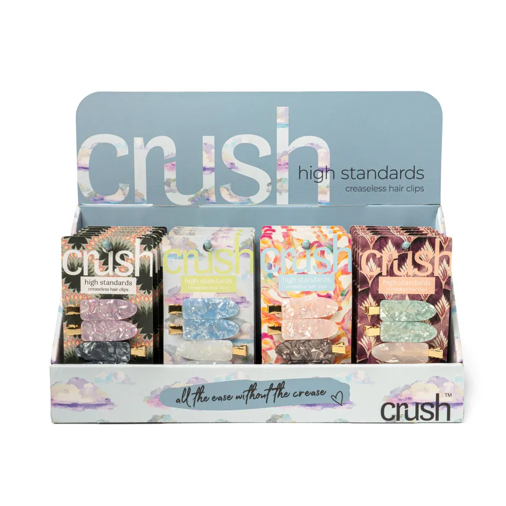 MINI CLIP A CHEVEUX SANS PLIS (4) ''HIGH STANDARDS'' CRUSH - PRESENTOIR DE 24MCX( NON DISPONIBLE DE RETOUR MI-JUIN)