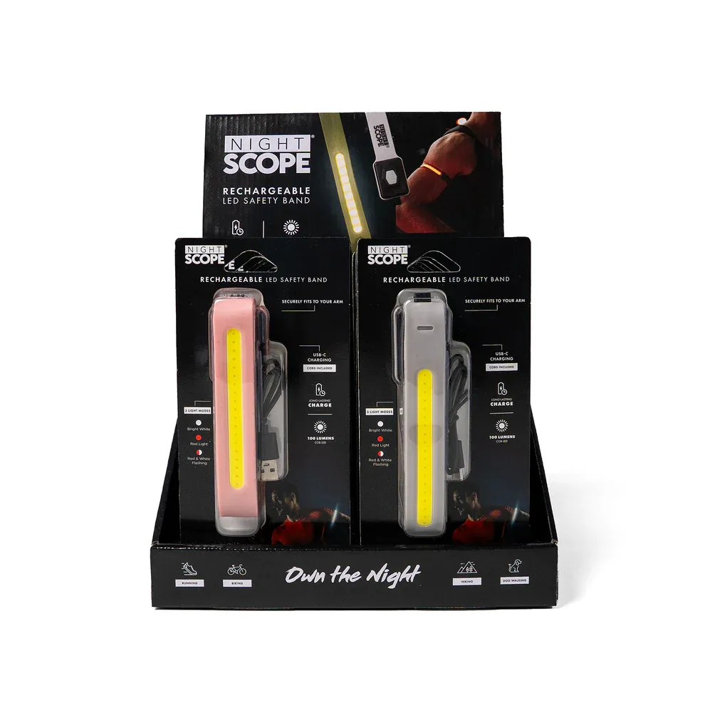 BRACELET LED RECHARGEABLE NIGHTSCOPE- PRESENTOIR DE 16MCX