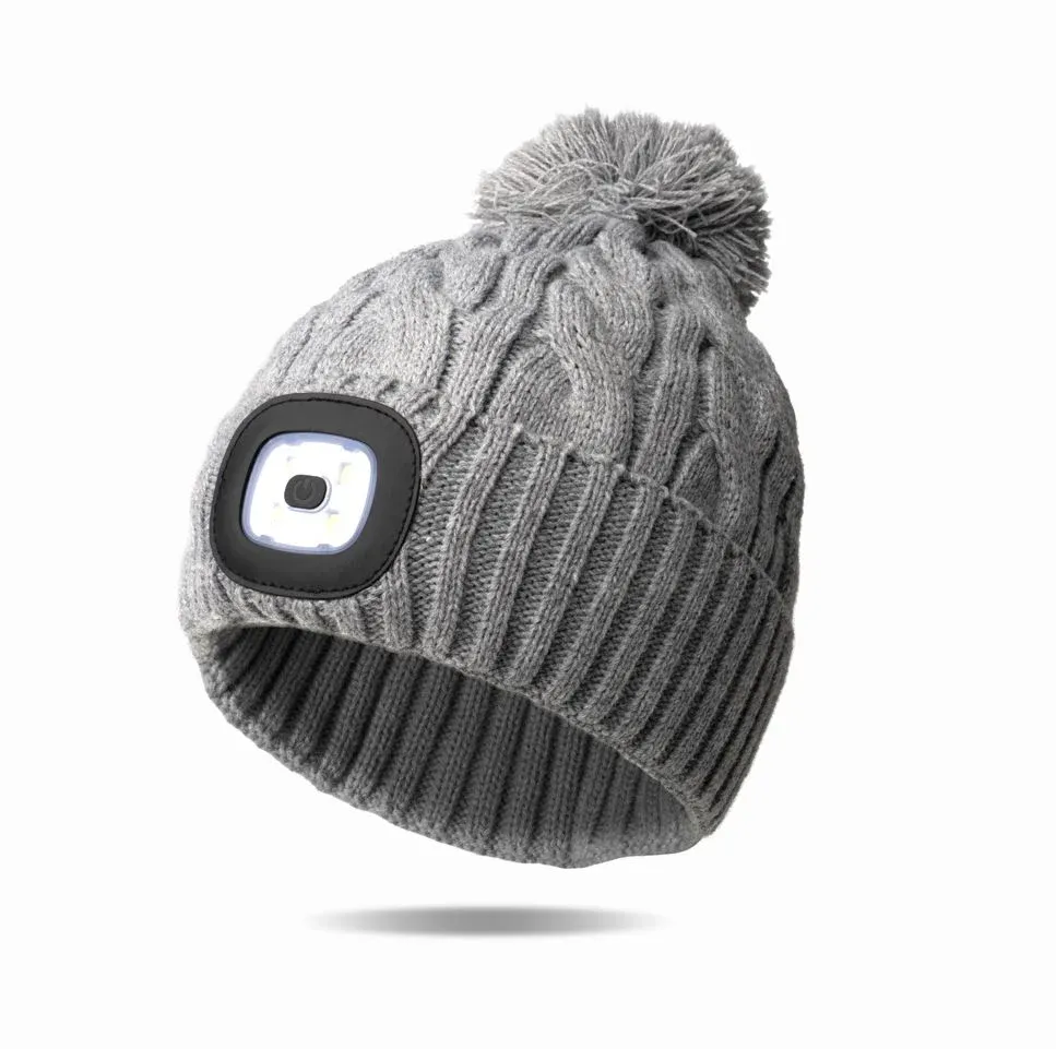 (CGC)BONNET LED RECHARGEABLE POMPOM NIGHTSCOPE - GRIS