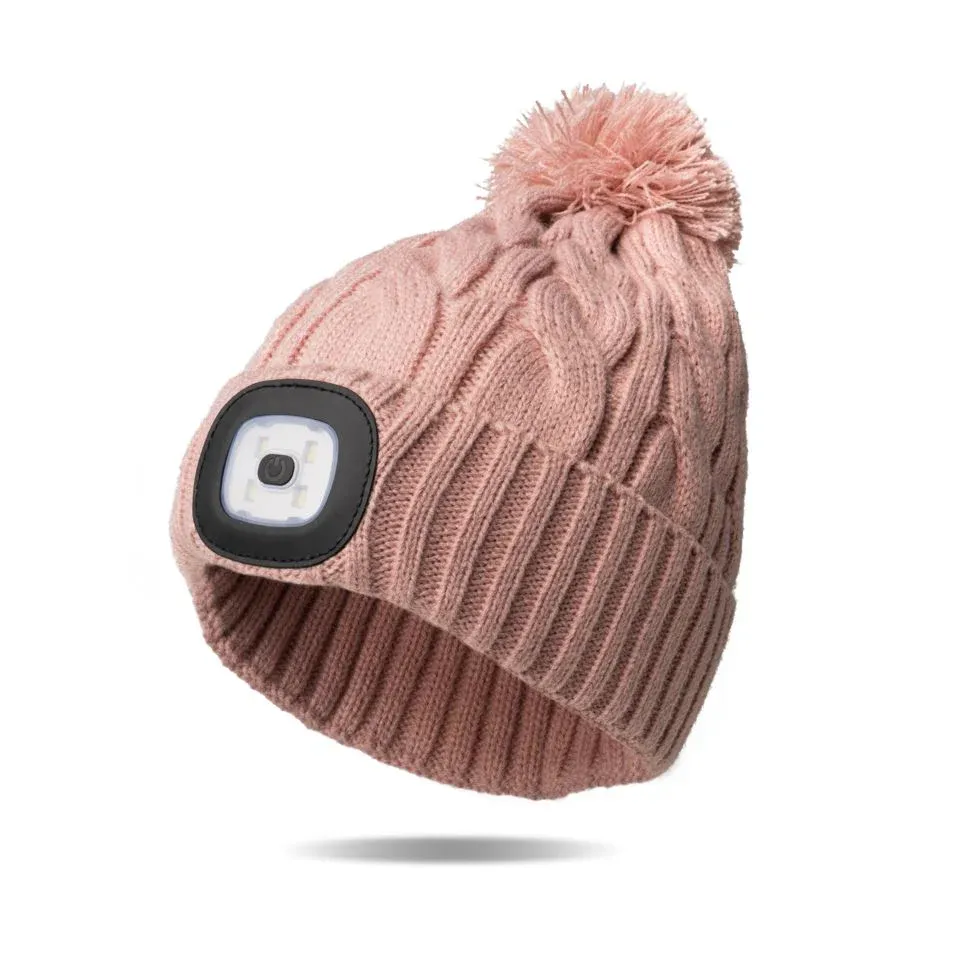 (CGC)BONNET LED RECHARGEABLE POMPOM NIGHTSCOPE - ROSE