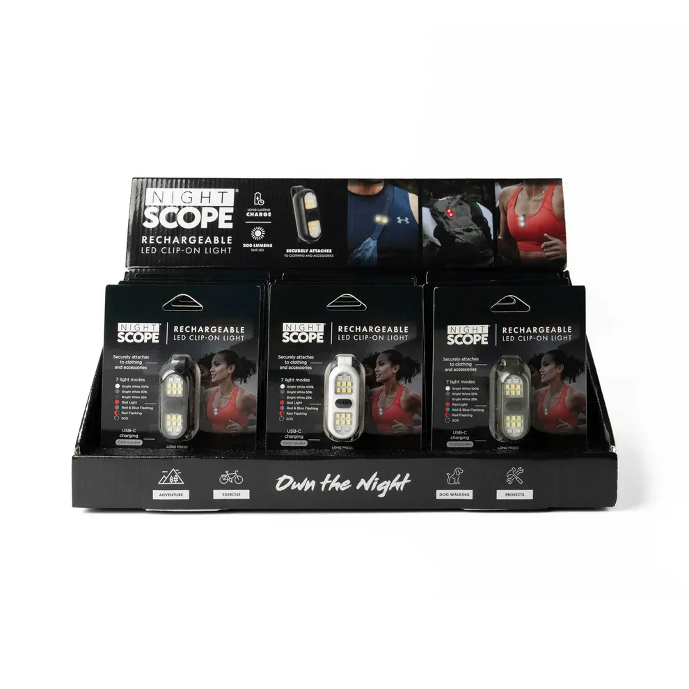 LUMIERE LED A CLIP NIGHTSCOPE - PRESENTOIR DE 12 MCX