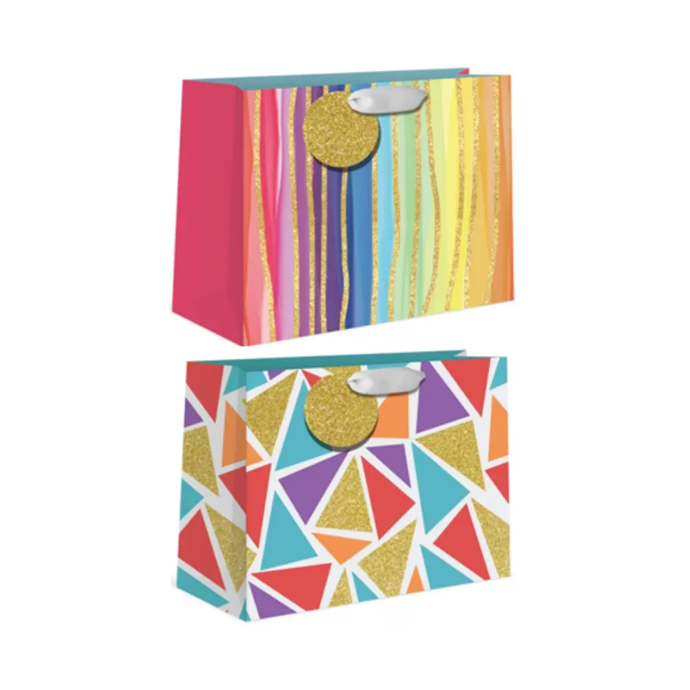 Sac cadeau Premium Moyen à paillettes horizontales(DE-6)