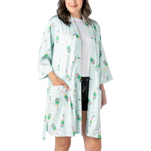 (CGC)ROBE DE CHAMBRE EN SATIN HELLO MELLO - L/XL - ''BEST OF BRUNCH''