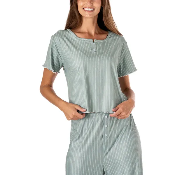 (CGC)HAUT DE PYJAMA CÔTELÉ SNOOZE FEST HELLO MELLO - L/XL - ''UNDER COVERS''