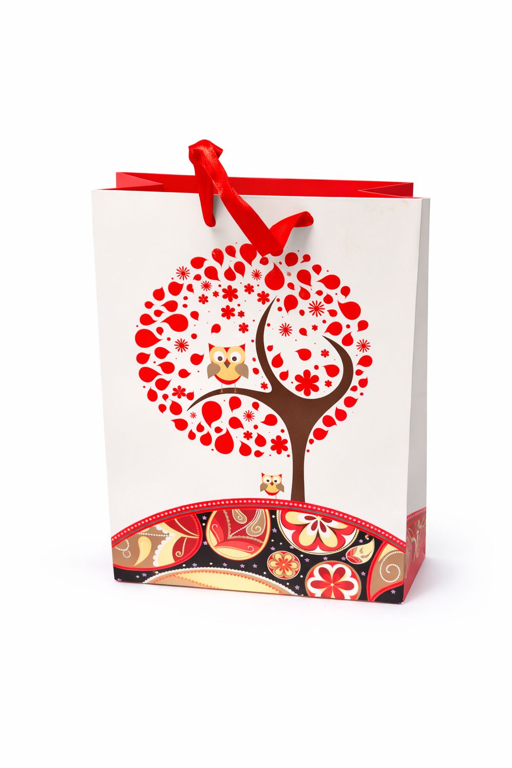 SAC CADEAU MOYEN HIBOUX ARBRE