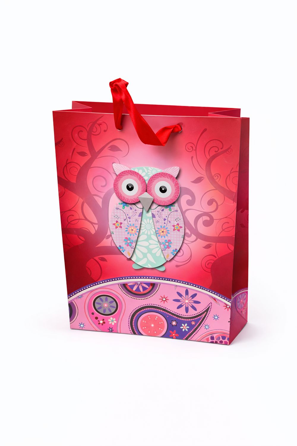 SAC CADEAU JUMBO HIBOUX ROUGE