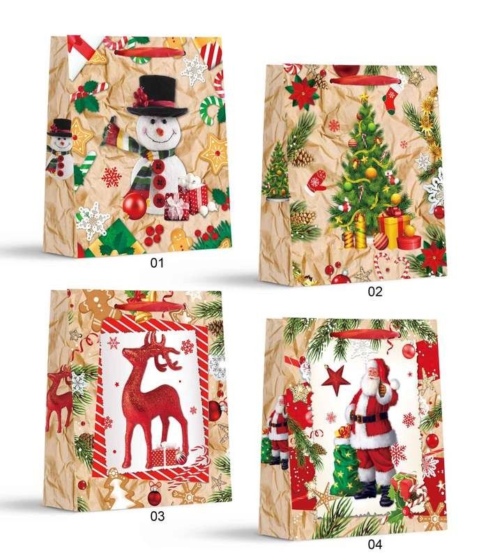 SAC CADEAU NOEL STYLE PAPIER - MOYEN (XM)