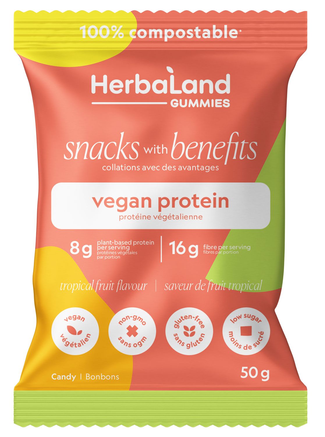 Collations fonctionnelles protéine végétalienne tropicale 50 g – 12 unités