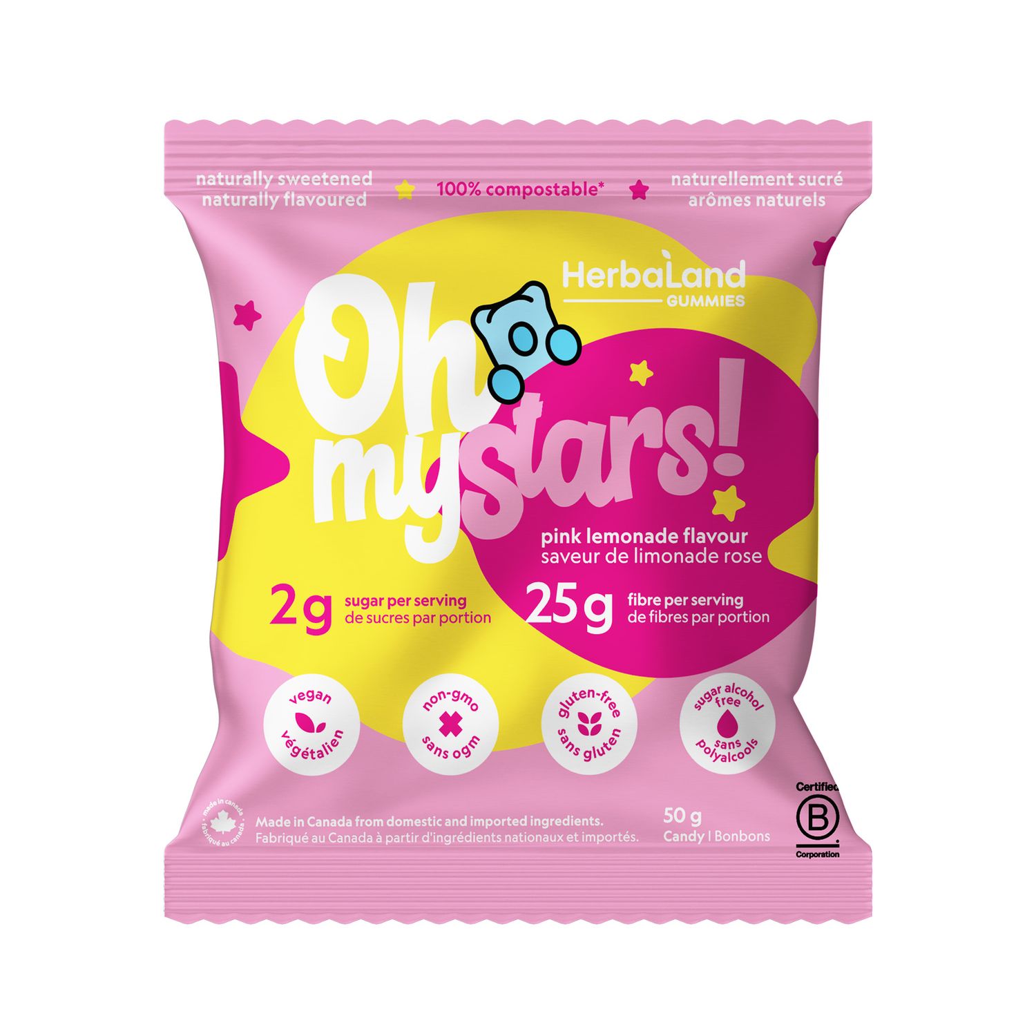 Gommes collation Oh My Bears! – limonade rose 50 g – 12 unités