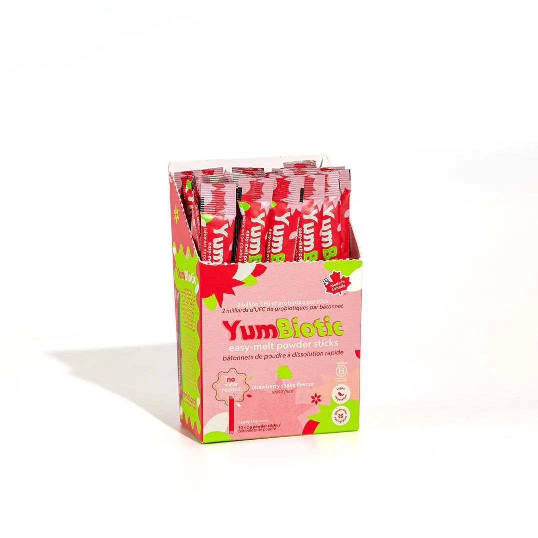 Bâtonnets de poudre Yumbiotic saveur fraise (shake) 2 g – 30 unités