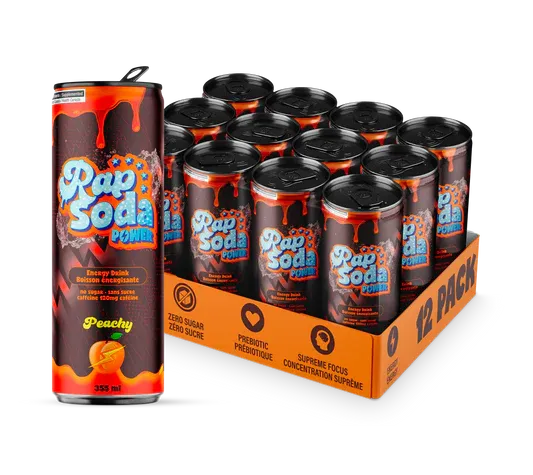 RAP SODA POWER PEACHY  12 X355 ML(REVIENT A 2.62 UNITÉ)