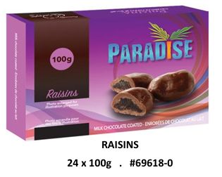 RAISIN ENROBÉ DE CHOCOLAT PARADISE 100G - BOITE DE 24MCX (XM)
