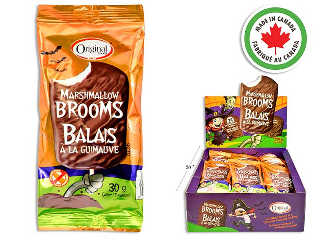 BALAI EN GUIMAUVE ET CHOCOLAT PRÉSENTOIR DE 24 (HW)