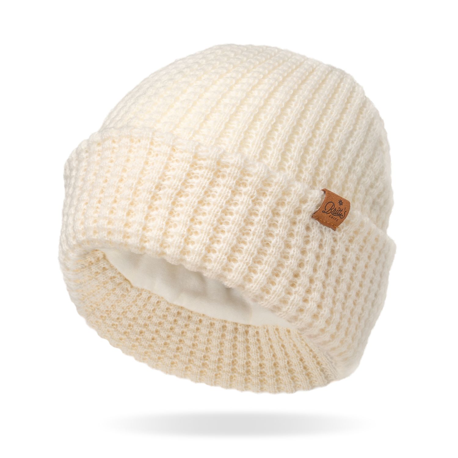 BONNET EN MAILLE GAUFRÉ CRÈME