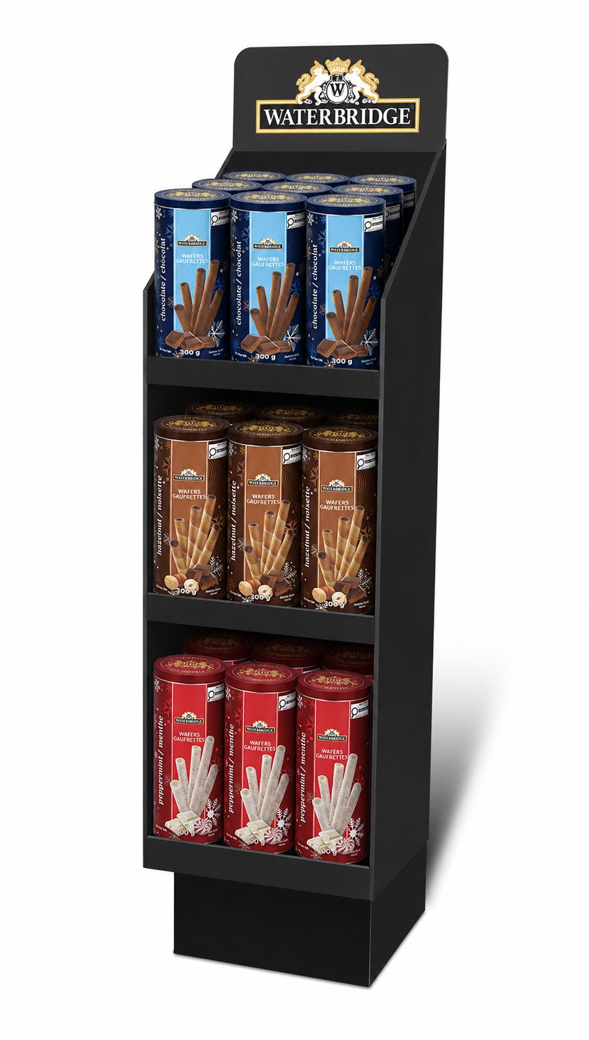 PRÉSENTOIR DE GAUFRETTES ROULÉS 3 SAVEURS(72 MCX )