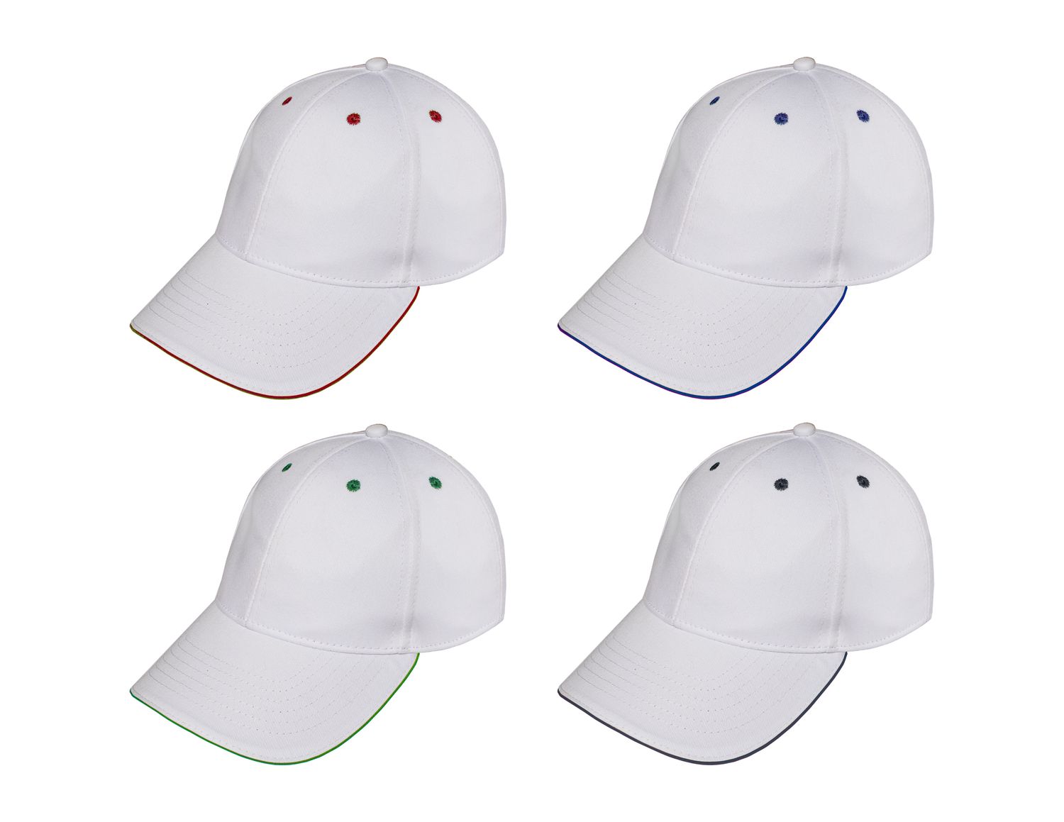 CASQUETTE UNISEXE EN COTON AVEC OEILLETS ET BORD COLORÉS