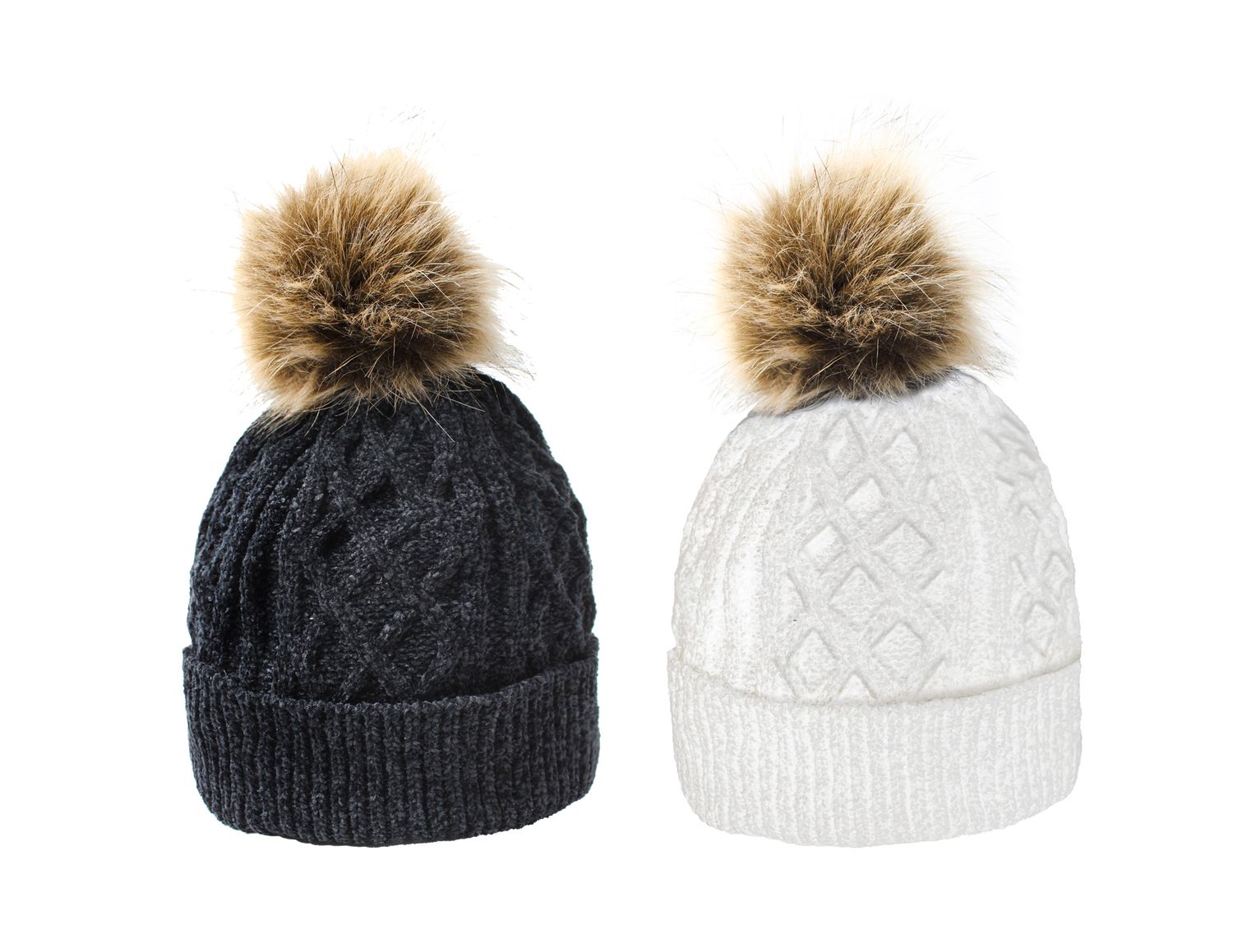 TUQUES EN CHENILLE AVEC DOUBLURE EN SHERPA ET POMPON