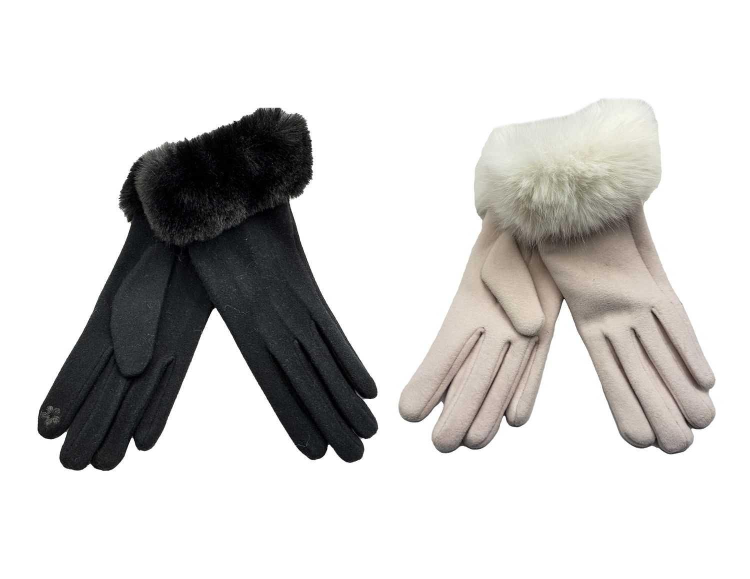 GANTS EN MICRODAIM AVEC MANCHETTE EN FAUSSE FOURRURE