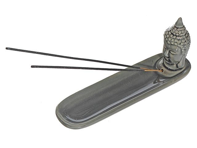 PORTE-ENCENS EN CÉRAMIQUE (TÊTE DE BOUDDHA) (OLIVE)