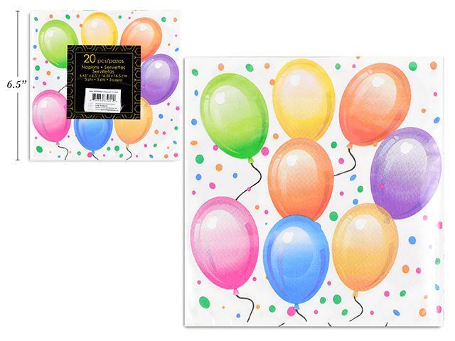 SERVIETTE DE TABLE BALLON 13X13 (D3-5)