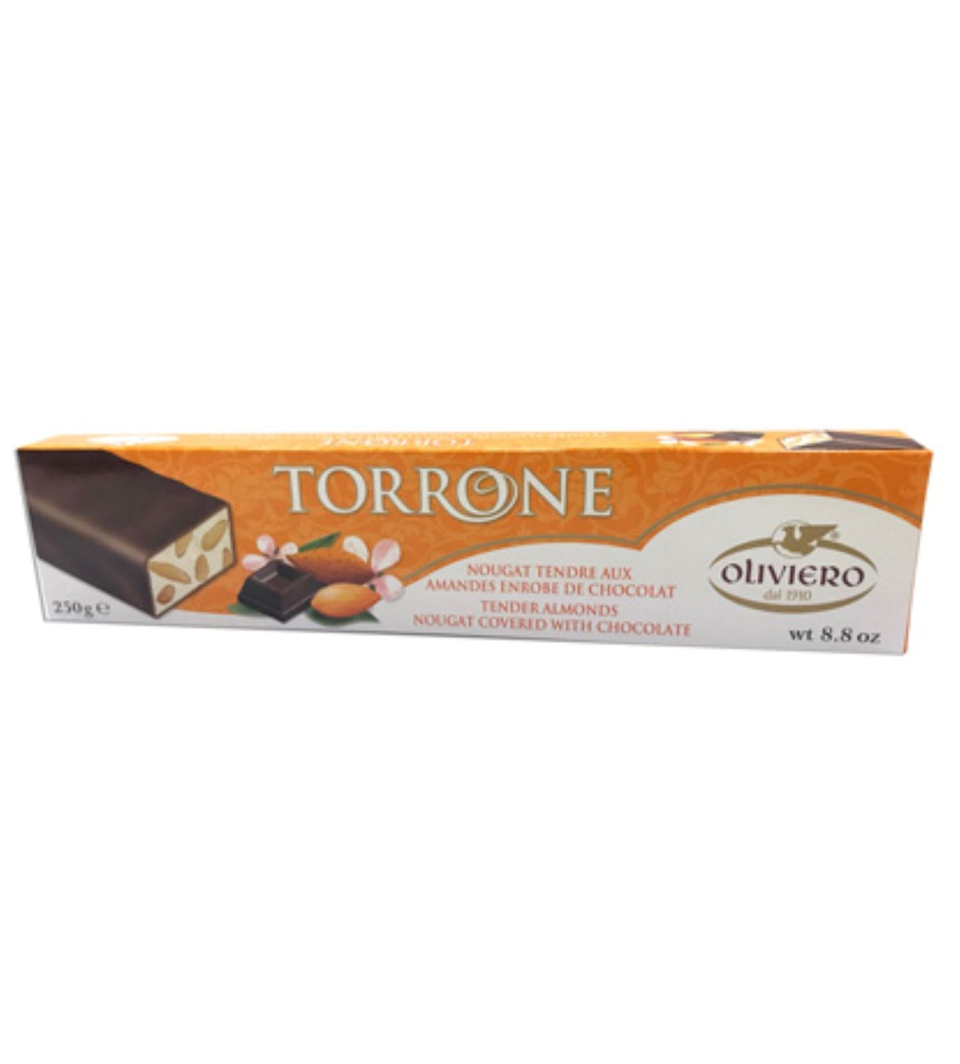 Nougat tendre aux amandes enrobées de chocolat 12 X 250 GR