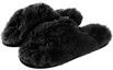 (PREB XM )PANTOUFLE FEMME CROISÉE NOIR FOURRURE