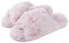 PANTOUFLE FEMME CROISÉE ROSE FOURRURE (PREB XM)