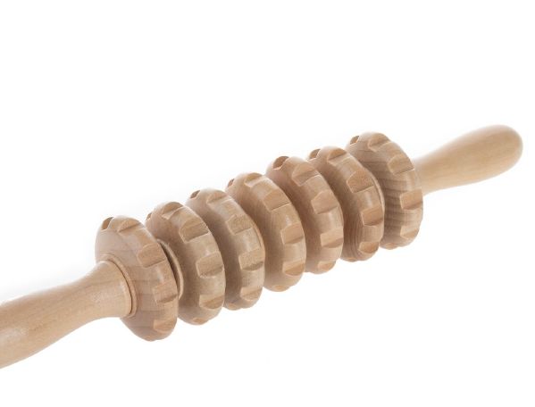 (PREB XM) Masseur corporel à main en bois – 7 rouleaux
