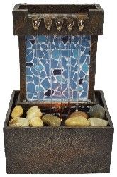 (PREB XM) PETITE FONTAINE MOISAIQUE BLEU AVEC LED