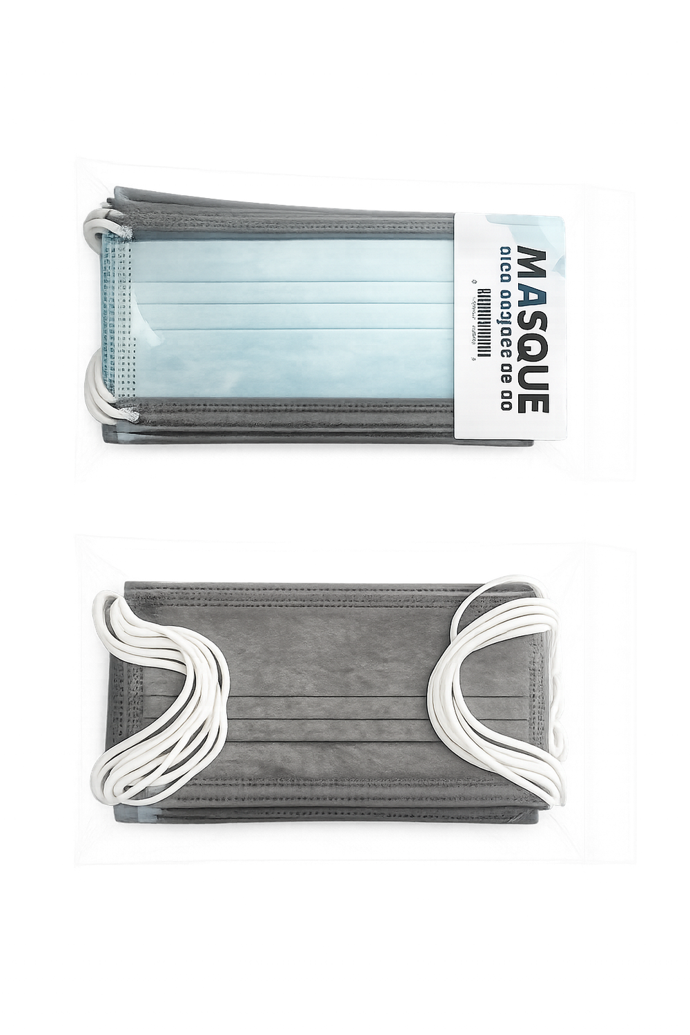 MASQUES JETABLES BLEU SUR FOND GRIS PQT 10