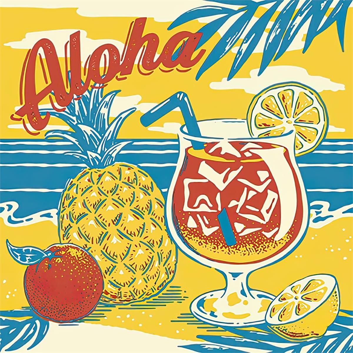 SERVIETTE DE TABLE 13X13 (ALOHA)(D3-5)