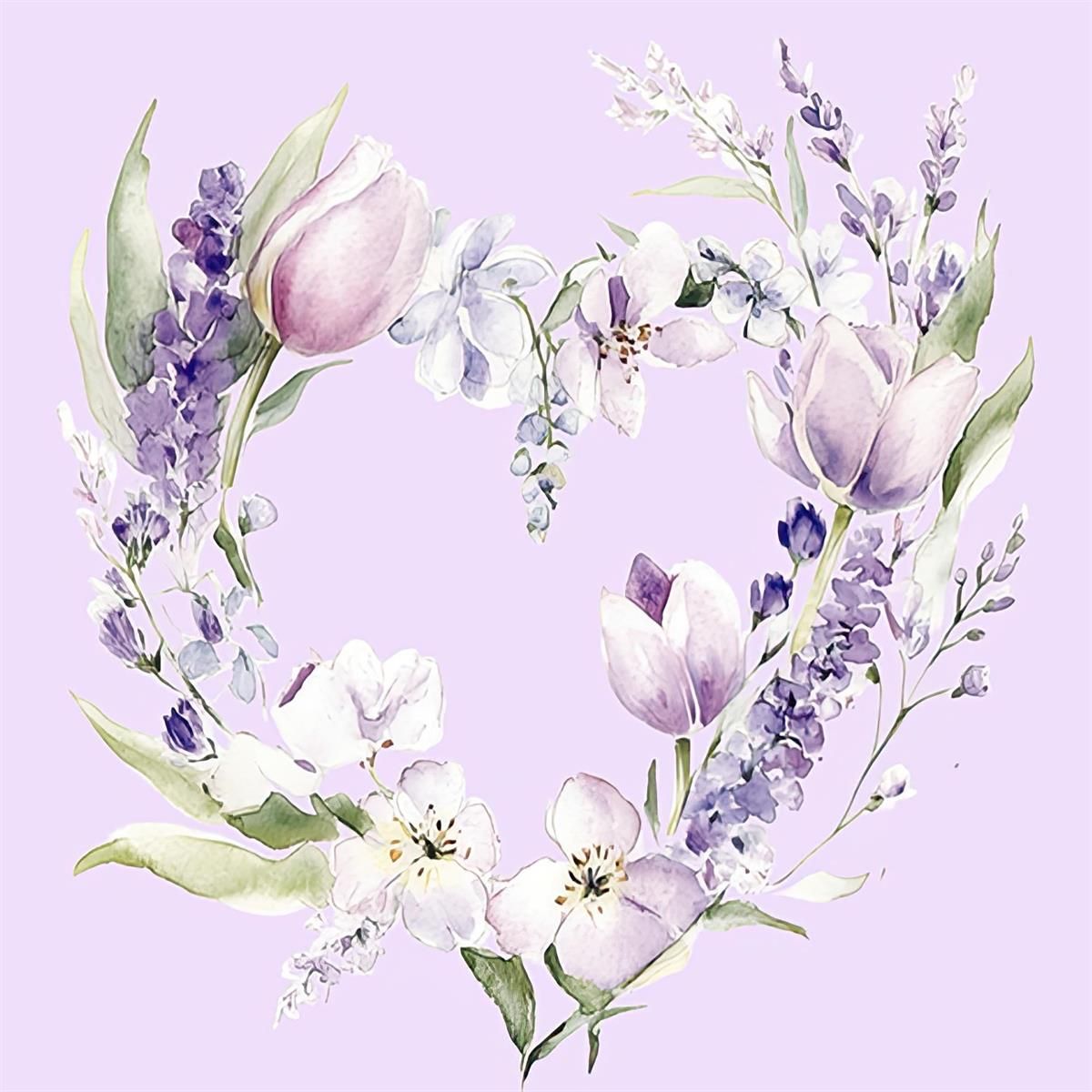 SERVIETTE DE TABLE 1X13 (COEUR LILAS)(D3-5)