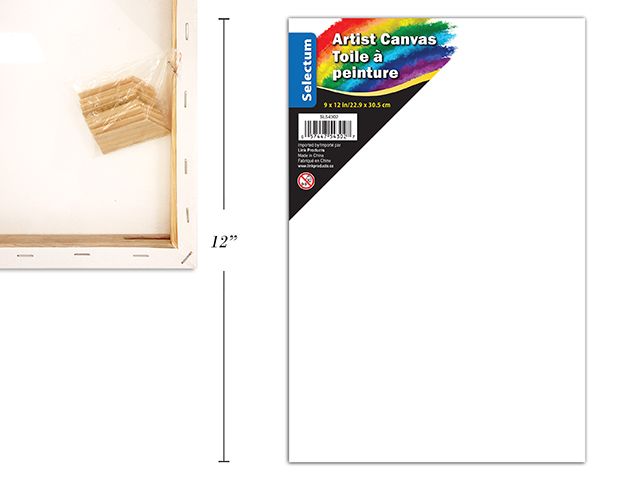 TOILE  D’ART 9X12" BLANC UNI (K2-4)