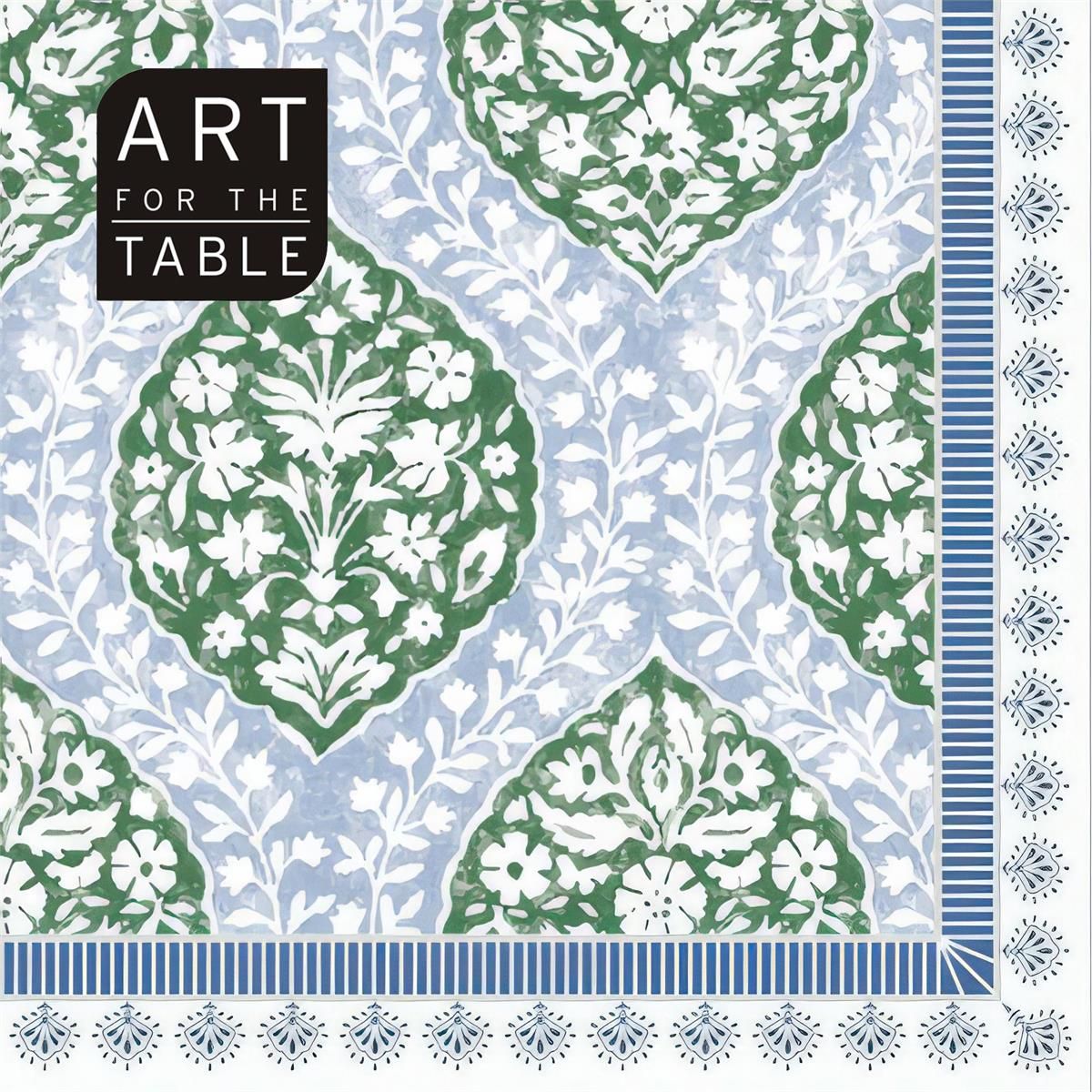 SERVIETTES DE TABLES  13X13 PQ20fLEUR VERT(D3-6)