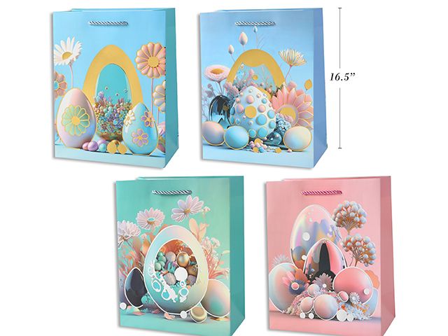 Sac cadeau mat avec œufs de Pâques en aluminium - Jumbo