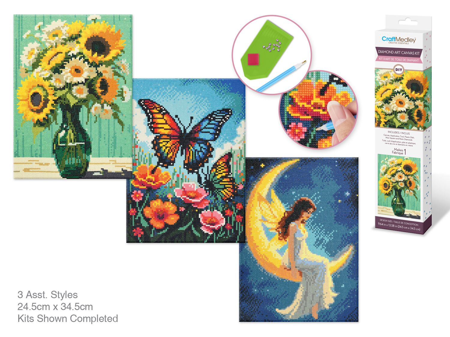 Kit  Art en diamant 11,8"x15,7 » avec Gemmes+Outils Assistant 6eax3styles B) Jardin des Fées
