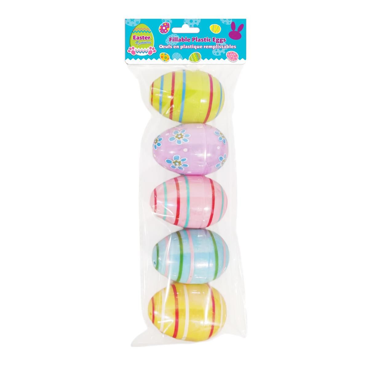 Œufs rayés couleur 3" de Pâques 5pk avec revêtement (PQ)