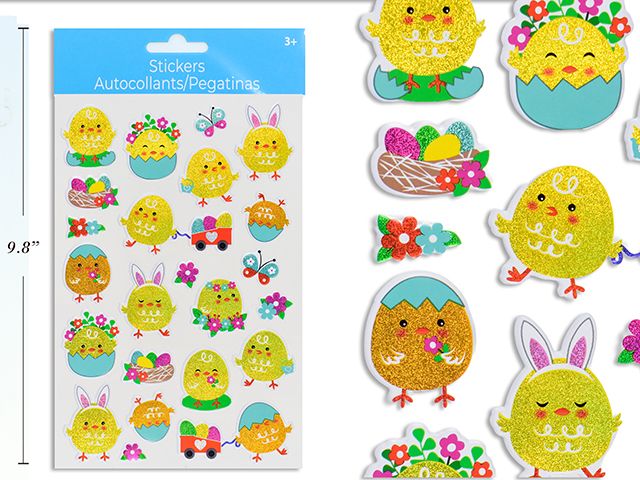 Autocollants pop-up de Pâques avec des poussins embossés(PQ)