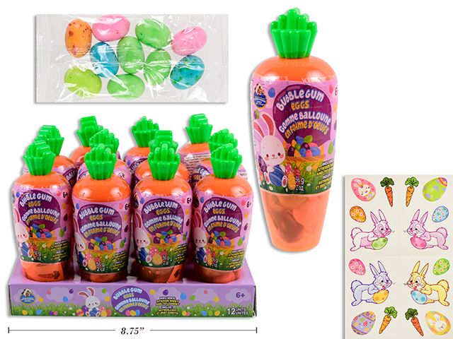 Bubble Gum 56g contenant plastique transparent en forme de carotte PRÉS DE 24  (PQ)