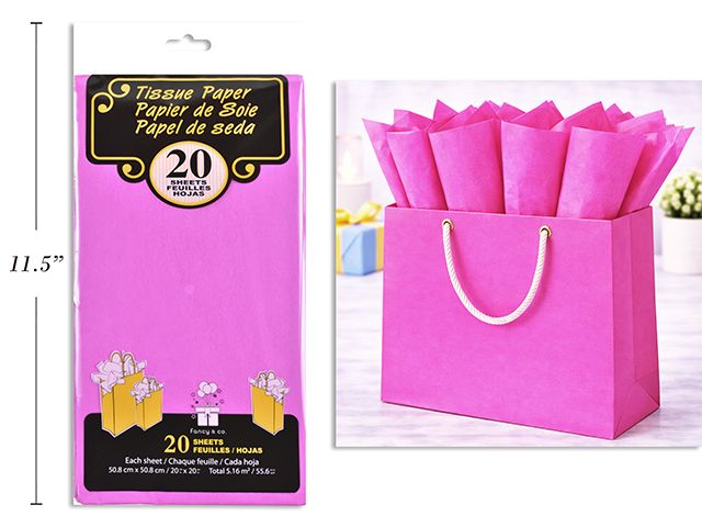 PAPIER DE SOIE 20 FEUILLE ROSE INTENSE(SV)