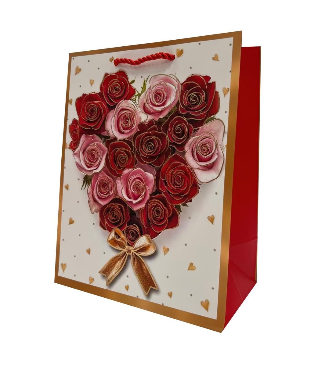 SAC CADEAU FLEUR BOUQUET COEURS (SV) LARGE