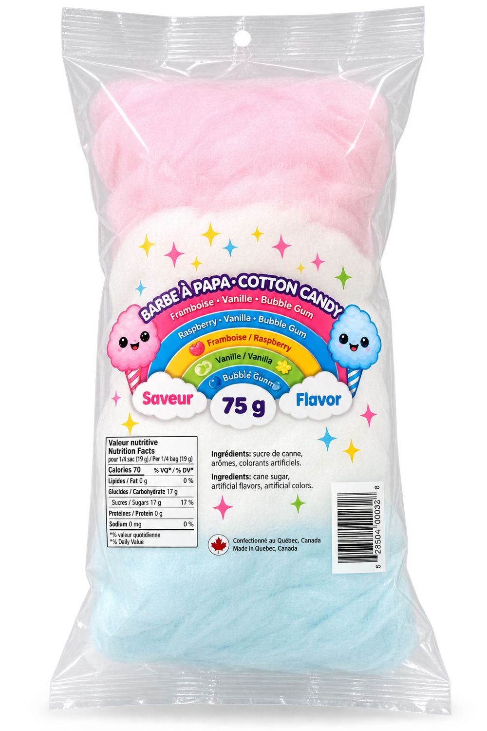 BARABE A PAPA 75 GR ROSE ET BLEU(DISPO 21 SEPT)