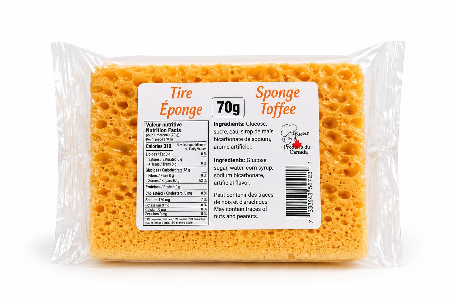 TIRE ÉPONGE 70 GR(DISPO 21 SEPT)